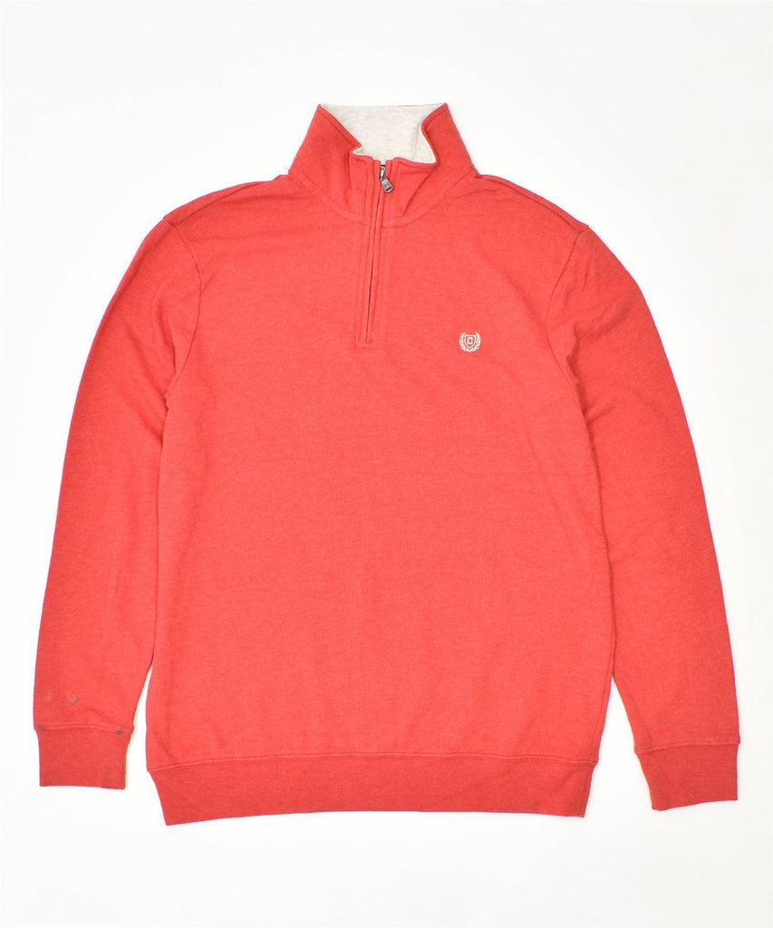 CHAPS Mens Zip Neck Sweatshirt Jumper Medium Red Cotton | Vintage | Thrift | Second-Hand | Used Clothing | Messina Hembry 