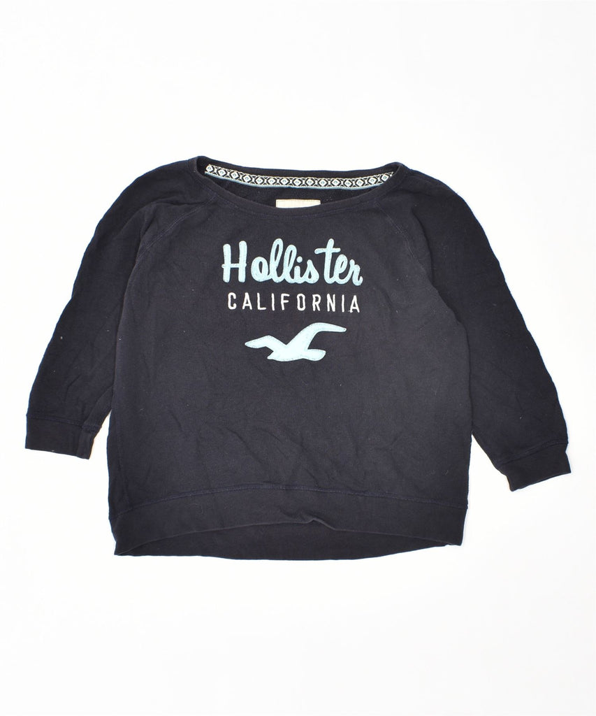 HOLLISTER Womens Oversized Graphic Sweatshirt Jumper UK 14 Medium Blue | Vintage | Thrift | Second-Hand | Used Clothing | Messina Hembry 