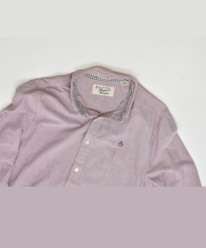 PENGUIN Womens Heritage Slim Fit Shirt Medium Purple Cotton | Vintage | Thrift | Second-Hand | Used Clothing | Messina Hembry 