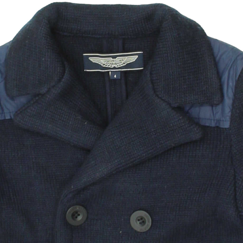 Aston Martin Boys Wool Acrylic Knit Navy Blue Pea Coat | Vintage Luxury Designer | Vintage Messina Hembry | Thrift | Second-Hand Messina Hembry | Used Clothing | Messina Hembry 