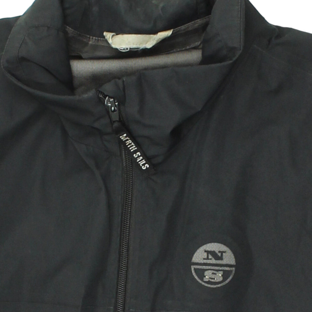 North Sails Mens Black Polyester Full Zip Rain Jacket | Vintage Designer VTG | Vintage Messina Hembry | Thrift | Second-Hand Messina Hembry | Used Clothing | Messina Hembry 