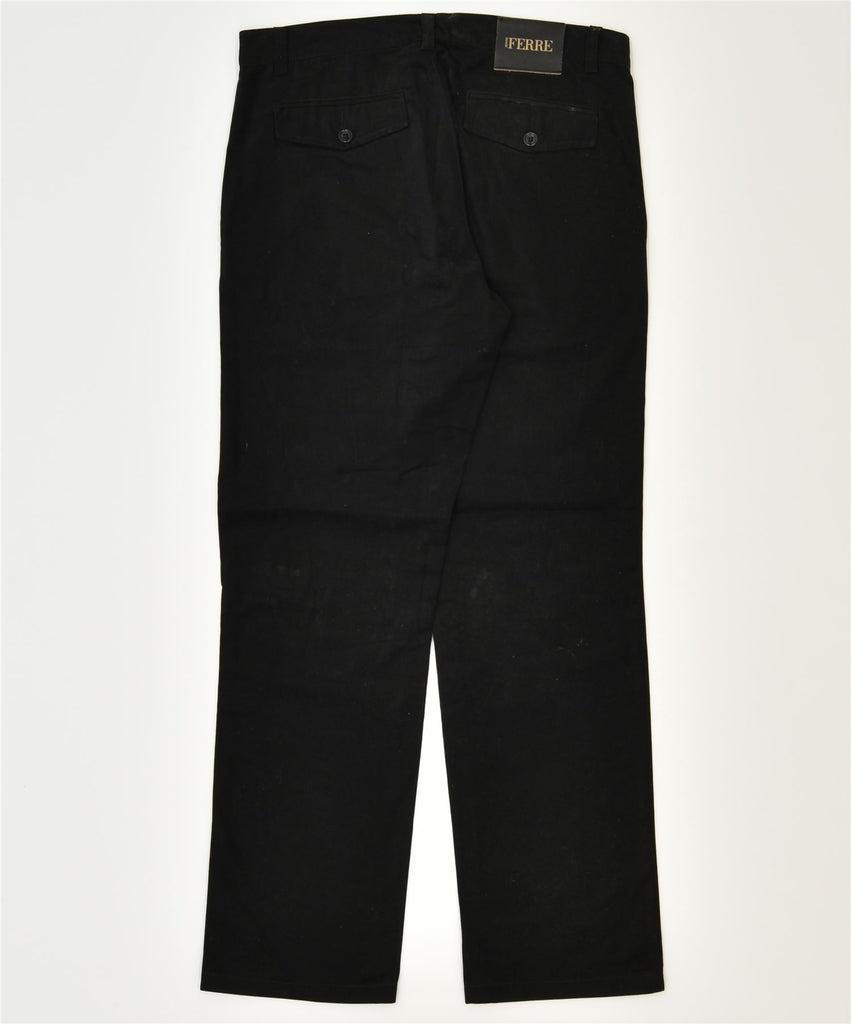 FERRE Womens Straight Chino Trousers W32 L30 Black Cotton Classic | Vintage | Thrift | Second-Hand | Used Clothing | Messina Hembry 