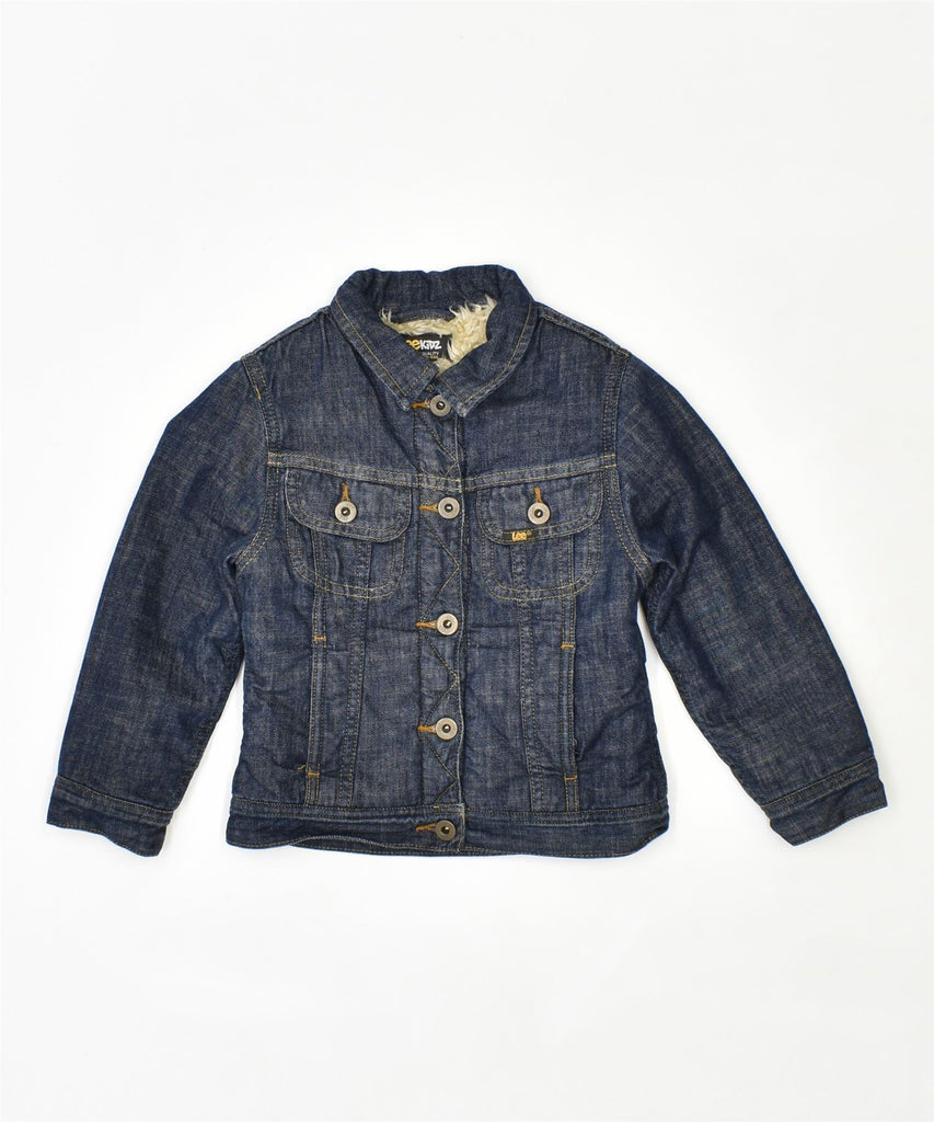 LEE Girls Sherpa Denim Jacket 3-4 Years Navy Blue Cotton | Vintage | Thrift | Second-Hand | Used Clothing | Messina Hembry 