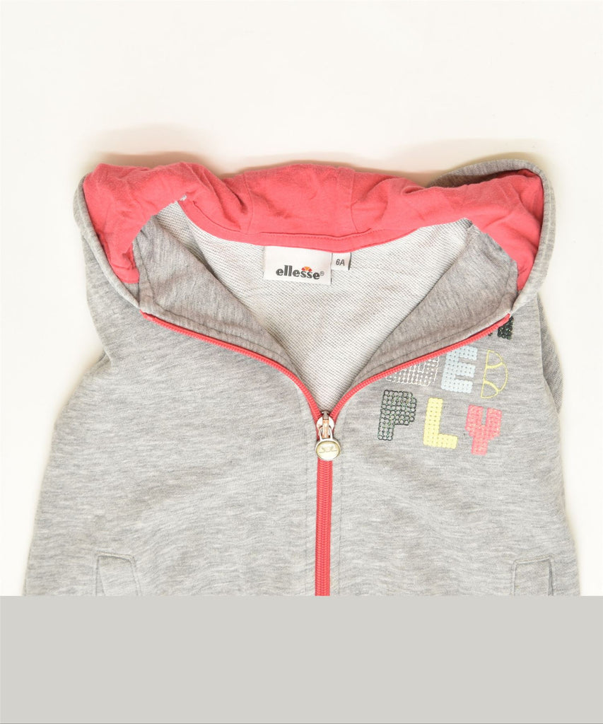 ELLESSE Girls Graphic Zip Hoodie Sweater 5-6 Years Grey Cotton Sports | Vintage | Thrift | Second-Hand | Used Clothing | Messina Hembry 