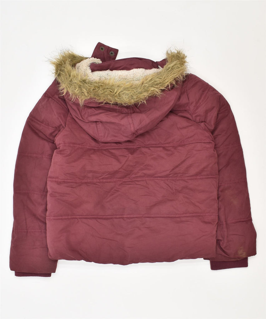 FAT FACE Girls Hooded Sherpa Padded Jacket 10-11 Years Burgundy Polyester | Vintage | Thrift | Second-Hand | Used Clothing | Messina Hembry 