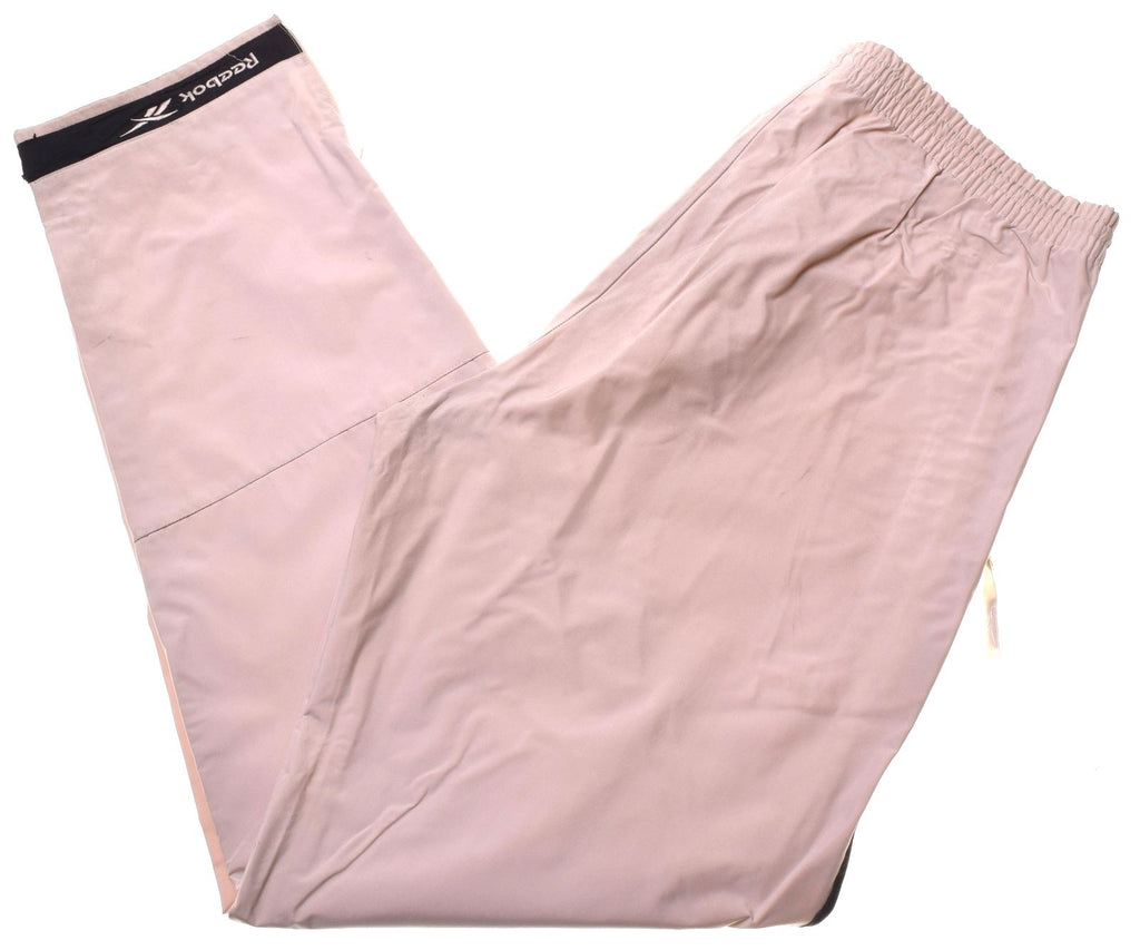 REEBOK Womens Rain Tracksuit Trousers Medium Beige Polyester - Second Hand & Vintage Designer Clothing - Messina Hembry