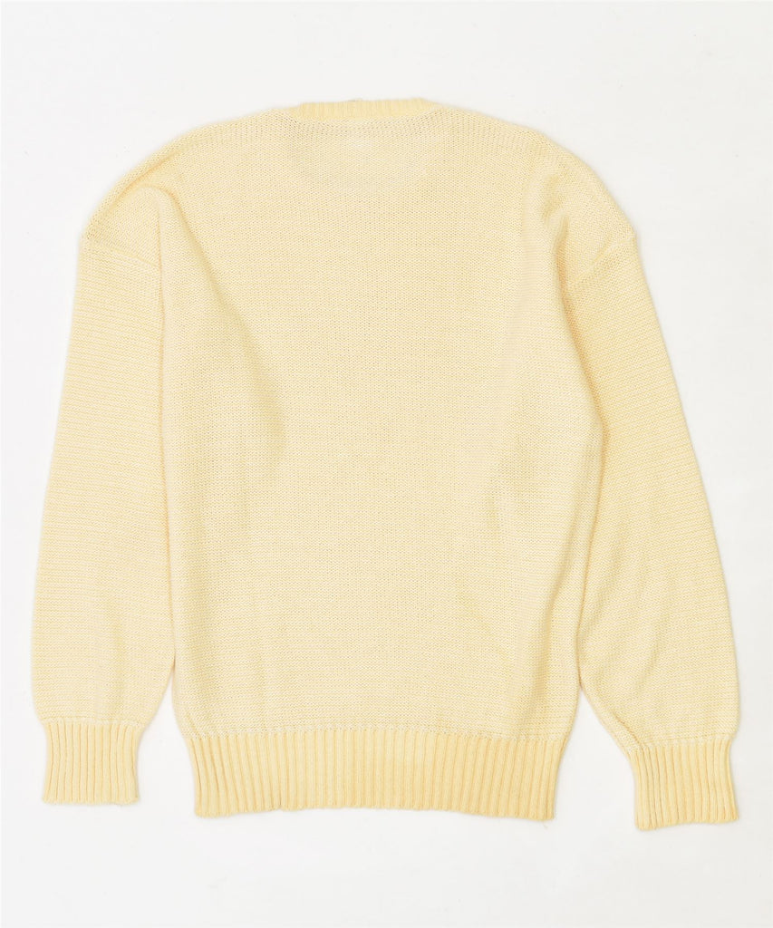 VINTAGE Womens Crew Neck Jumper Sweater UK 12 Medium Yellow Cotton | Vintage | Thrift | Second-Hand | Used Clothing | Messina Hembry 