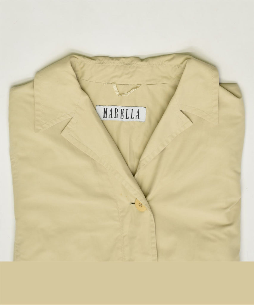 MARELLA Womens Overcoat UK 10 Small Beige Cotton | Vintage | Thrift | Second-Hand | Used Clothing | Messina Hembry 