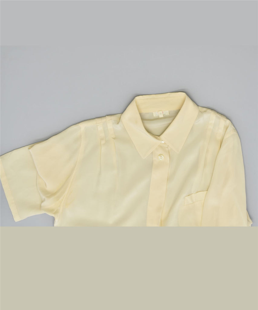 VINTAGE Womens Short Sleeve Shirt Blouse IT 42 Medium Yellow | Vintage | Thrift | Second-Hand | Used Clothing | Messina Hembry 