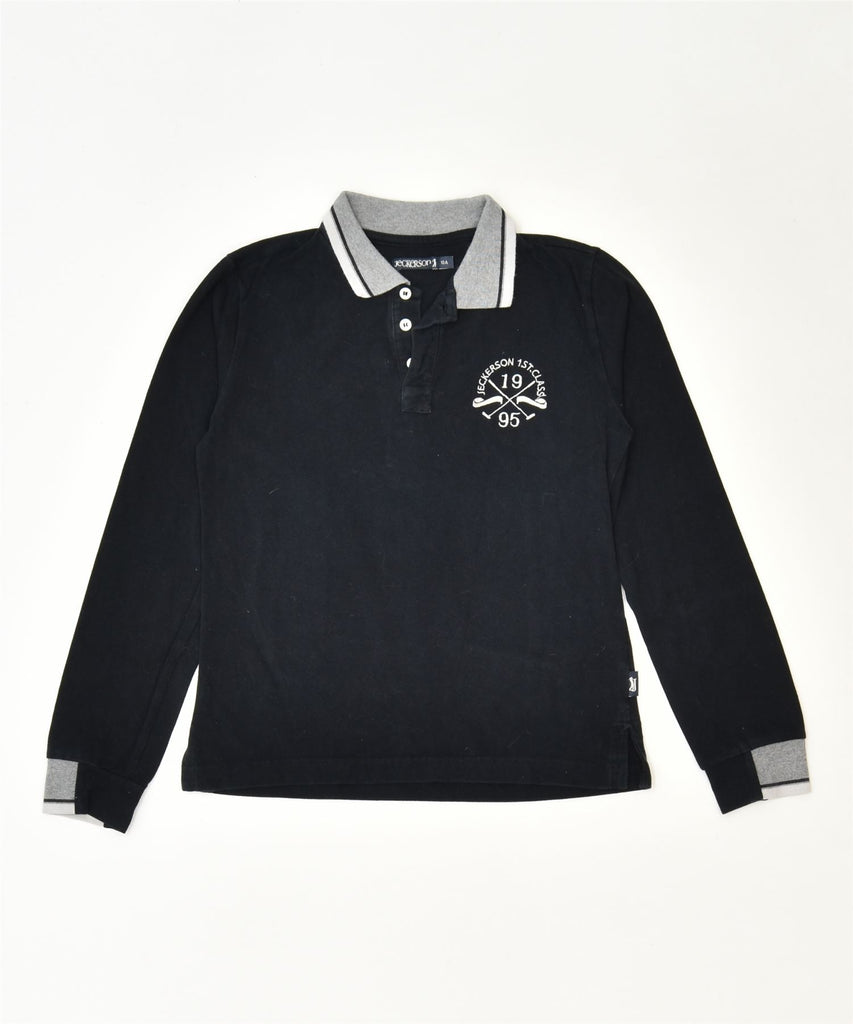 JECKERSON Boys Long Sleeve Polo Shirt 9-10 Years Black Cotton Classic | Vintage | Thrift | Second-Hand | Used Clothing | Messina Hembry 