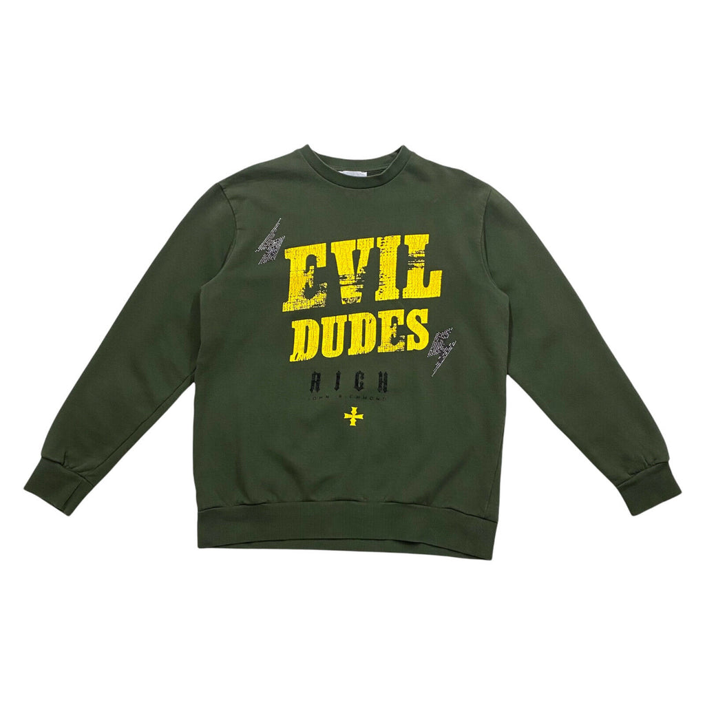 John Richmond Evil Dudes Sweatshirt | Vintage Luxury High End Designer Green | Vintage Messina Hembry | Thrift | Second-Hand Messina Hembry | Used Clothing | Messina Hembry 