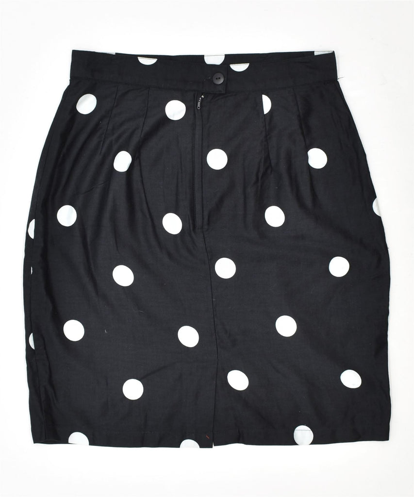MEXX Womens Pencil Skirt UK 10 Small W28 Black Polka Dot Cotton | Vintage | Thrift | Second-Hand | Used Clothing | Messina Hembry 