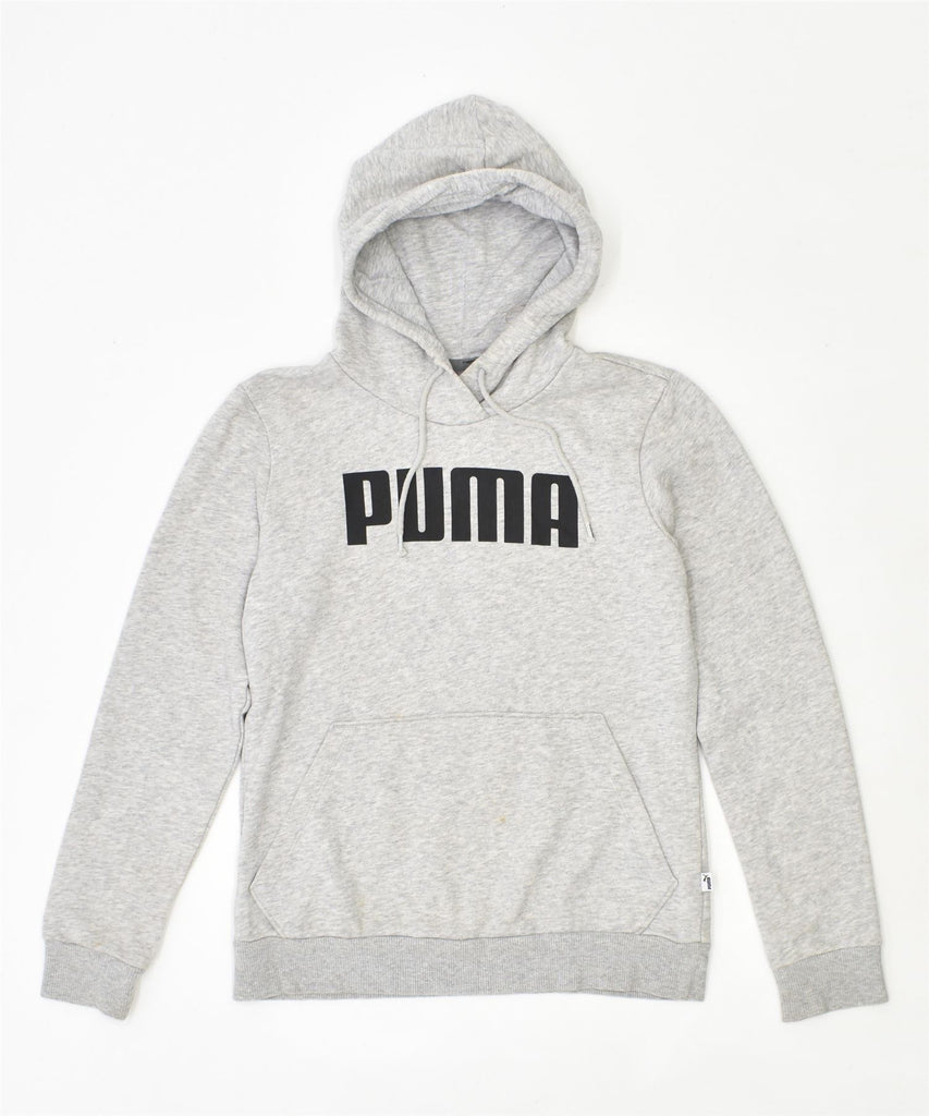 PUMA Womens Graphic Hoodie Jumper UK 8 Small Grey Cotton | Vintage | Thrift | Second-Hand | Used Clothing | Messina Hembry 