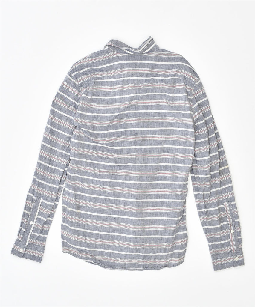 WOOLRICH Mens Shirt Small Blue Striped Linen | Vintage | Thrift | Second-Hand | Used Clothing | Messina Hembry 