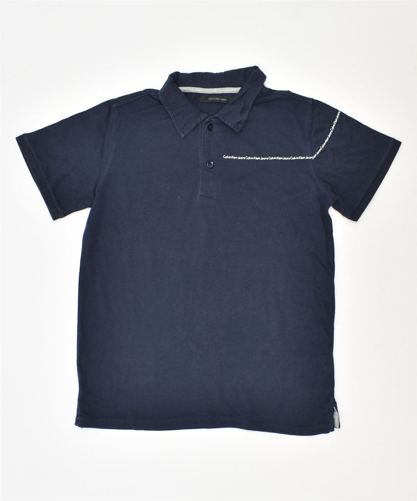 CALVIN KLEIN Boys Polo Shirt 9-10 Years Navy Blue Cotton | Vintage | Thrift | Second-Hand | Used Clothing | Messina Hembry 