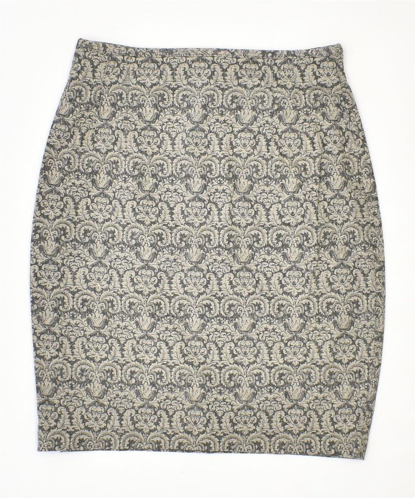 MADELEINE Womens Pencil Skirt UK 6 XS W24 Grey Ikat Cotton Vintage | Vintage | Thrift | Second-Hand | Used Clothing | Messina Hembry 