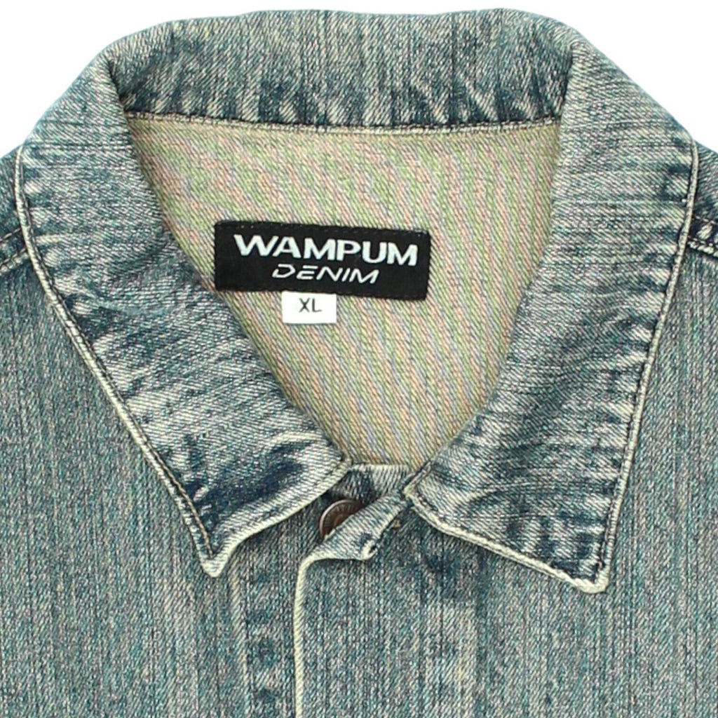 Wampum Mens Blue Denim Jean Jacket | Vintage 90s Retro Western Designer VTG | Vintage Messina Hembry | Thrift | Second-Hand Messina Hembry | Used Clothing | Messina Hembry 