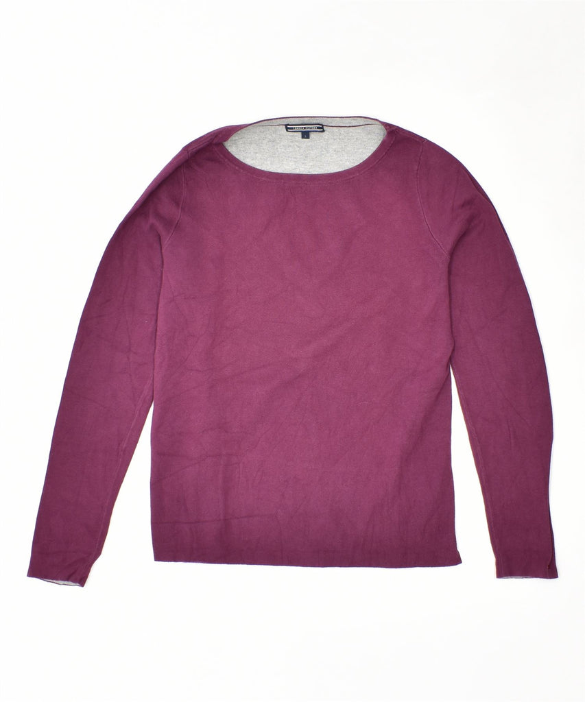 TOMMY HILFIGER Womens Boat Neck Jumper Sweater UK 10 Small Purple Cotton | Vintage | Thrift | Second-Hand | Used Clothing | Messina Hembry 