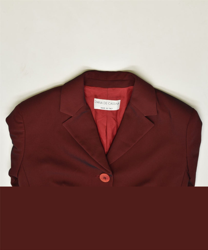 DIANA DE CASSINA Womens 3 Button Blazer Jacket UK 12 Medium Burgundy | Vintage | Thrift | Second-Hand | Used Clothing | Messina Hembry 