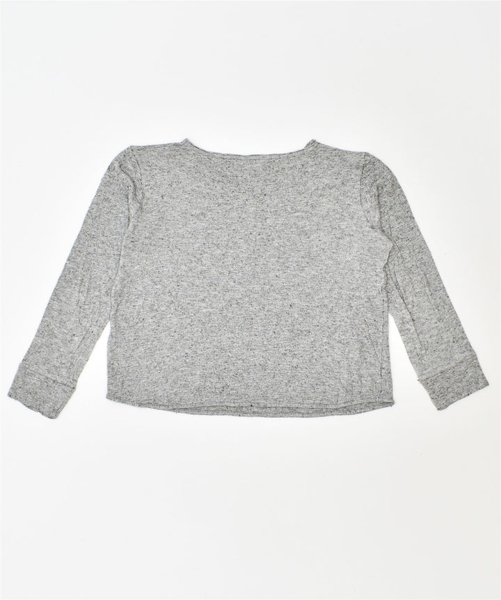 GANT Womens 3/4 Sleeve Crop Top UK 14 Large Grey Viscose | Vintage | Thrift | Second-Hand | Used Clothing | Messina Hembry 