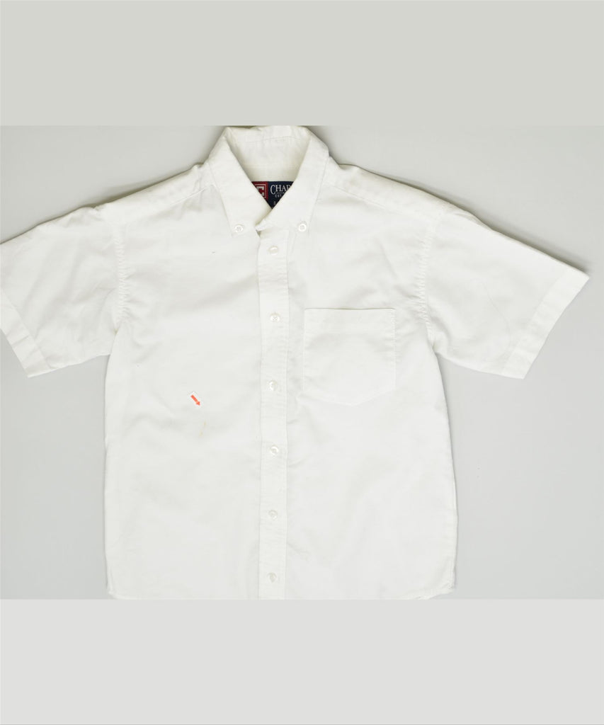 CHAPS Boys Short Sleeve Shirt 7-8 Years White Cotton | Vintage | Thrift | Second-Hand | Used Clothing | Messina Hembry 