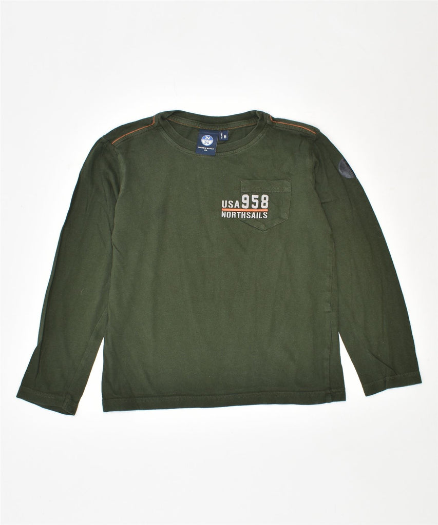 NORTH SAILS Boys Graphic Top Long Sleeve 5-6 Years Khaki Cotton | Vintage | Thrift | Second-Hand | Used Clothing | Messina Hembry 