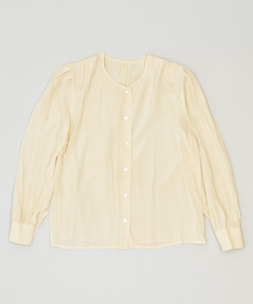 VINTAGE Womens Shirt Blouse UK 12 Medium Beige Classic | Vintage | Thrift | Second-Hand | Used Clothing | Messina Hembry 