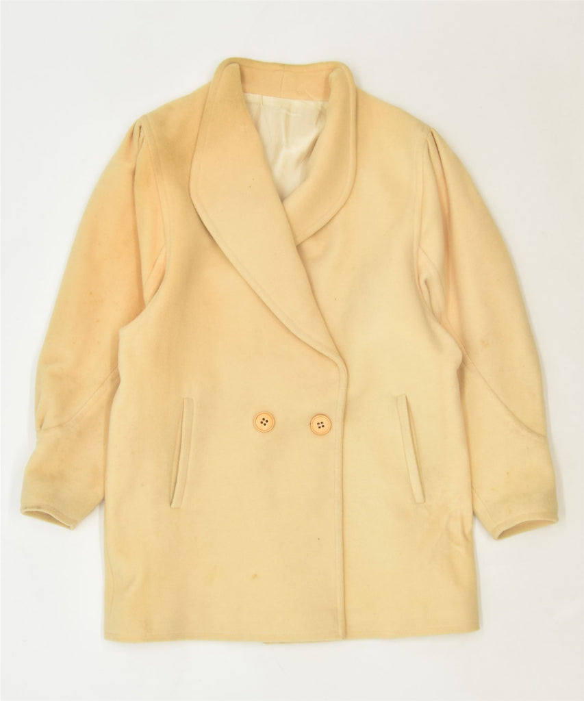 FRANCO ANCONA Womens Double Breasted Overcoat IT 46 Large Beige Wool | Vintage | Thrift | Second-Hand | Used Clothing | Messina Hembry 