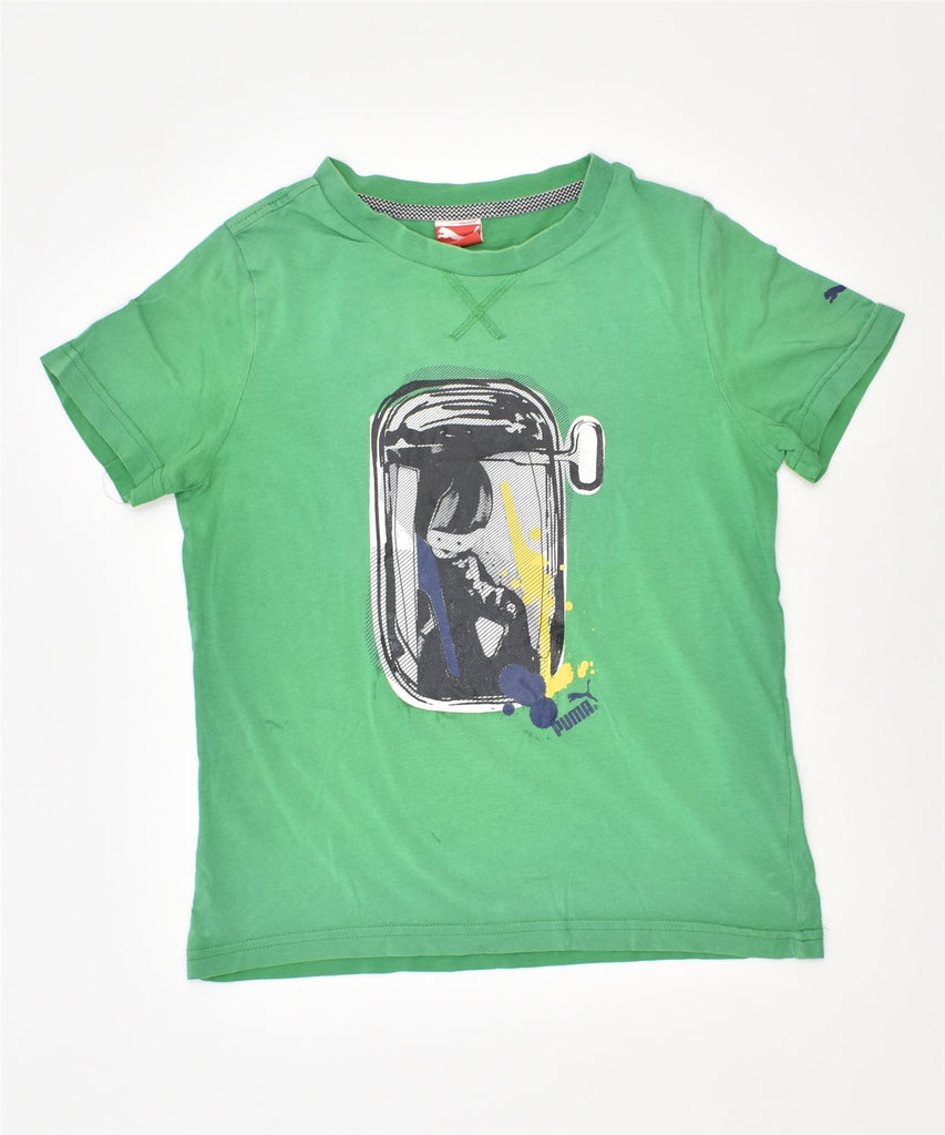 PUMA Boys Graphic T-Shirt Top 9-10 Years Green | Vintage | Thrift | Second-Hand | Used Clothing | Messina Hembry 