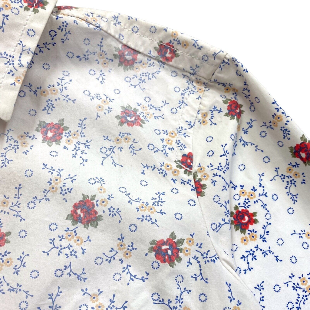 Dsquared2 Floral Popper Shirt | Vintage High End Luxury Designer White Flowers | Vintage Messina Hembry | Thrift | Second-Hand Messina Hembry | Used Clothing | Messina Hembry 