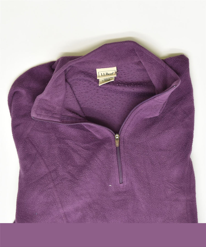 L.L.BEAN Womens Zip Neck Fleece Jumper UK 10 Small Purple Polyester | Vintage | Thrift | Second-Hand | Used Clothing | Messina Hembry 