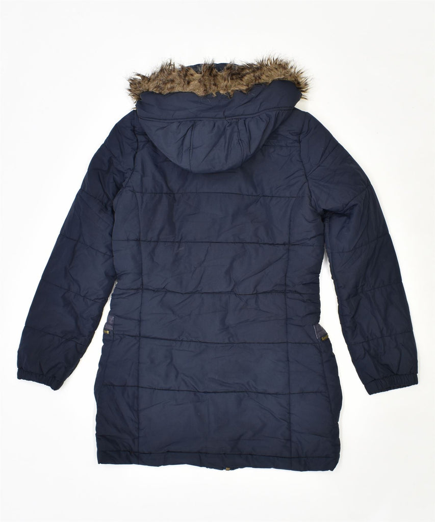 JOULES Womens Hooded Parka Jacket UK 8 Small Navy Blue Nylon | Vintage | Thrift | Second-Hand | Used Clothing | Messina Hembry 