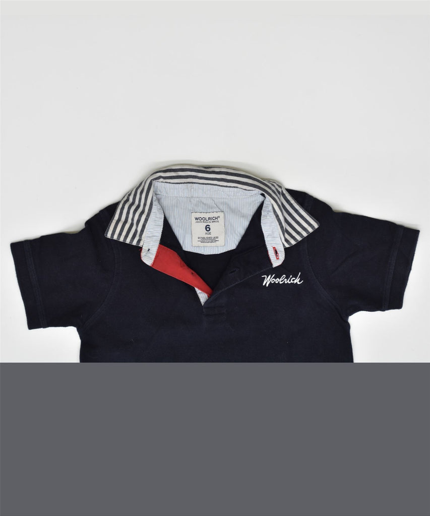 WOOLRICH Boys Polo Shirt 5-6 Years Navy Blue Cotton | Vintage | Thrift | Second-Hand | Used Clothing | Messina Hembry 