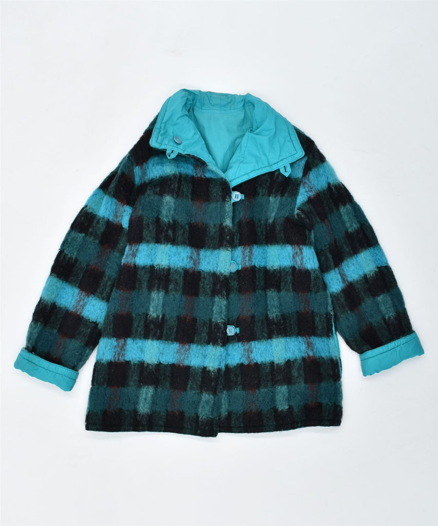 MARILENA Womens Reversible Jacket UK 8 Small Turquoise Check Vintage | Vintage | Thrift | Second-Hand | Used Clothing | Messina Hembry 