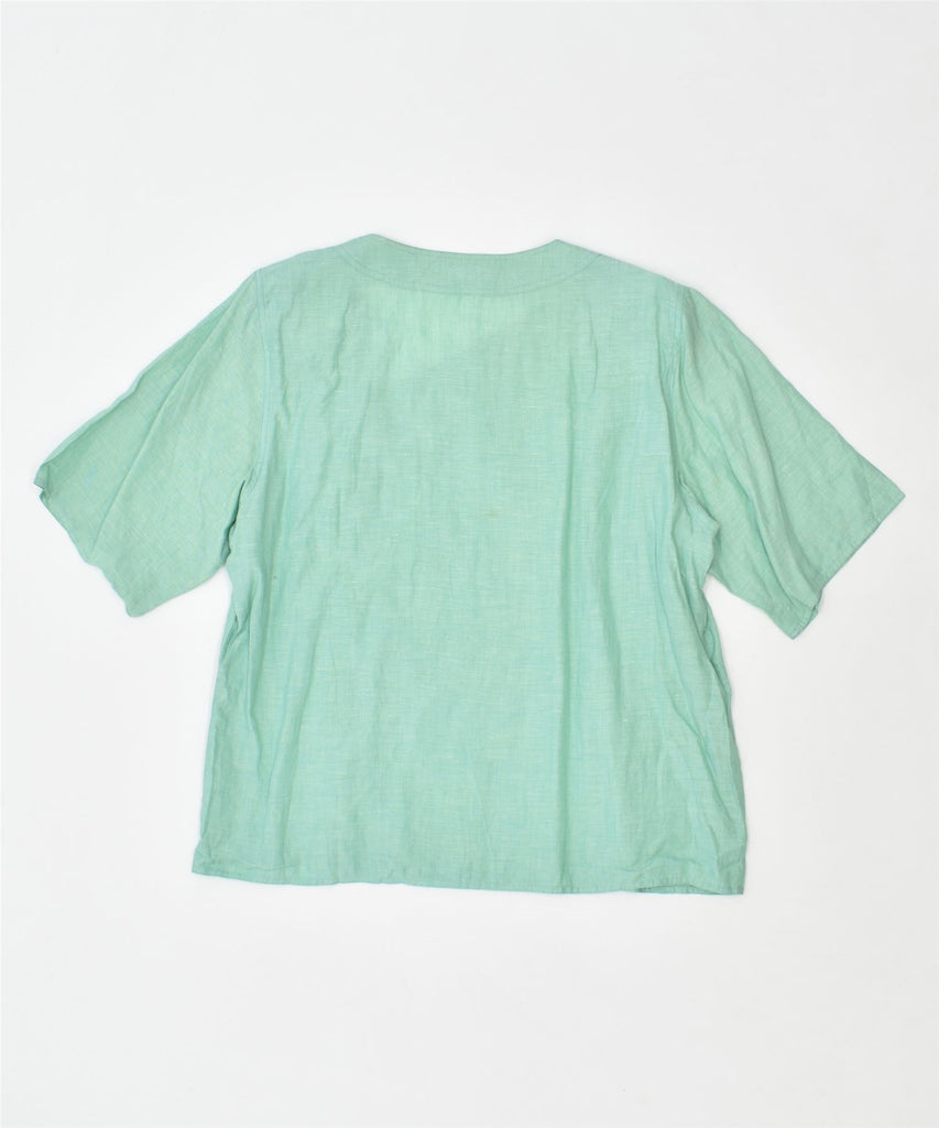 MARINA RINALDI Womens Oversized Shirt Blouse Size 19 Small Green Linen | Vintage | Thrift | Second-Hand | Used Clothing | Messina Hembry 