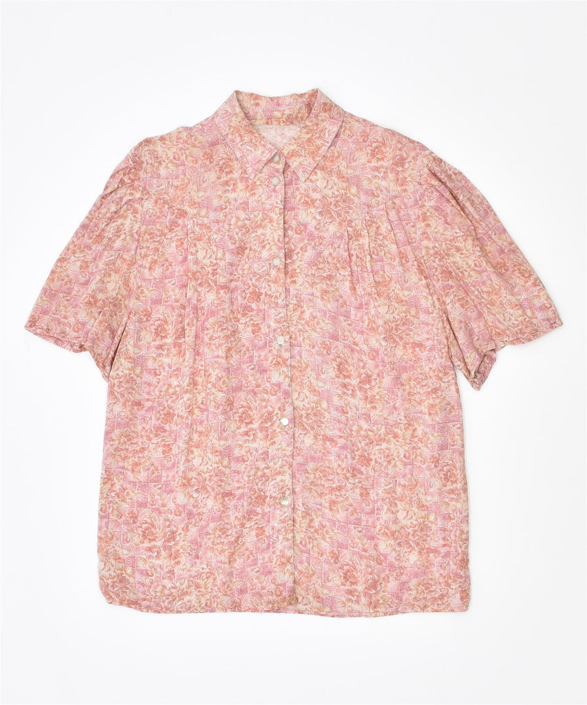 VINTAGE Womens Short Sleeve Shirt UK 16 Large Pink Floral | Vintage | Thrift | Second-Hand | Used Clothing | Messina Hembry 