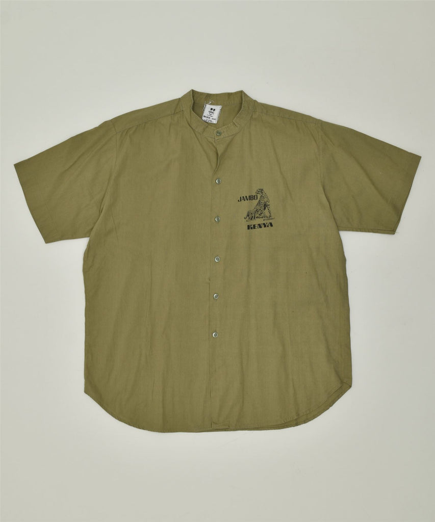 JAMBO Mens Graphic Shirt Size 44 2XL Green Cotton Vintage | Vintage | Thrift | Second-Hand | Used Clothing | Messina Hembry 