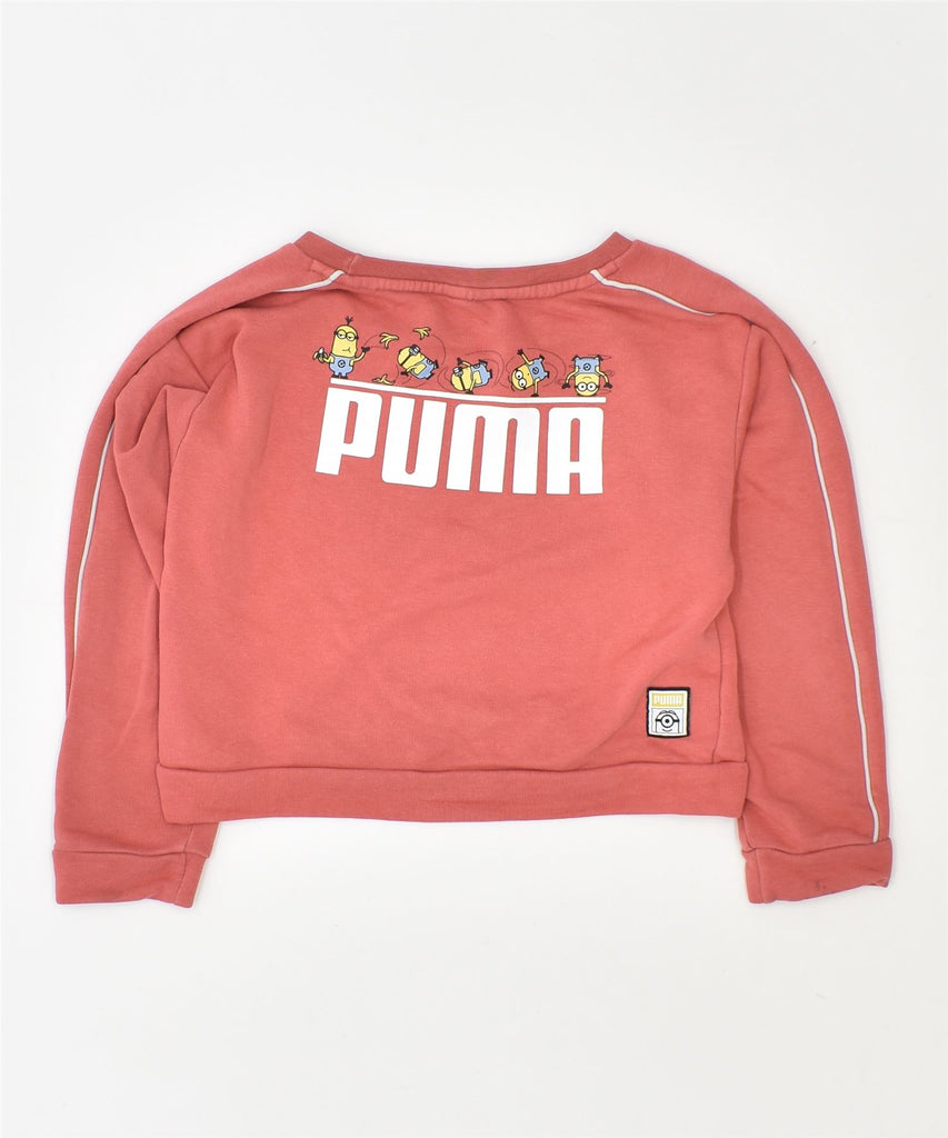 PUMA Girls Crop Graphic Sweatshirt Jumper 7-8 Years Red Cotton | Vintage | Thrift | Second-Hand | Used Clothing | Messina Hembry 