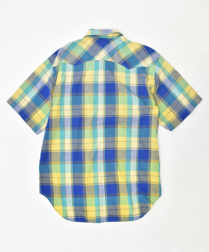 NEW PORT Mens Short Sleeve Shirt Large Yellow Check Cotton Vintage | Vintage | Thrift | Second-Hand | Used Clothing | Messina Hembry 