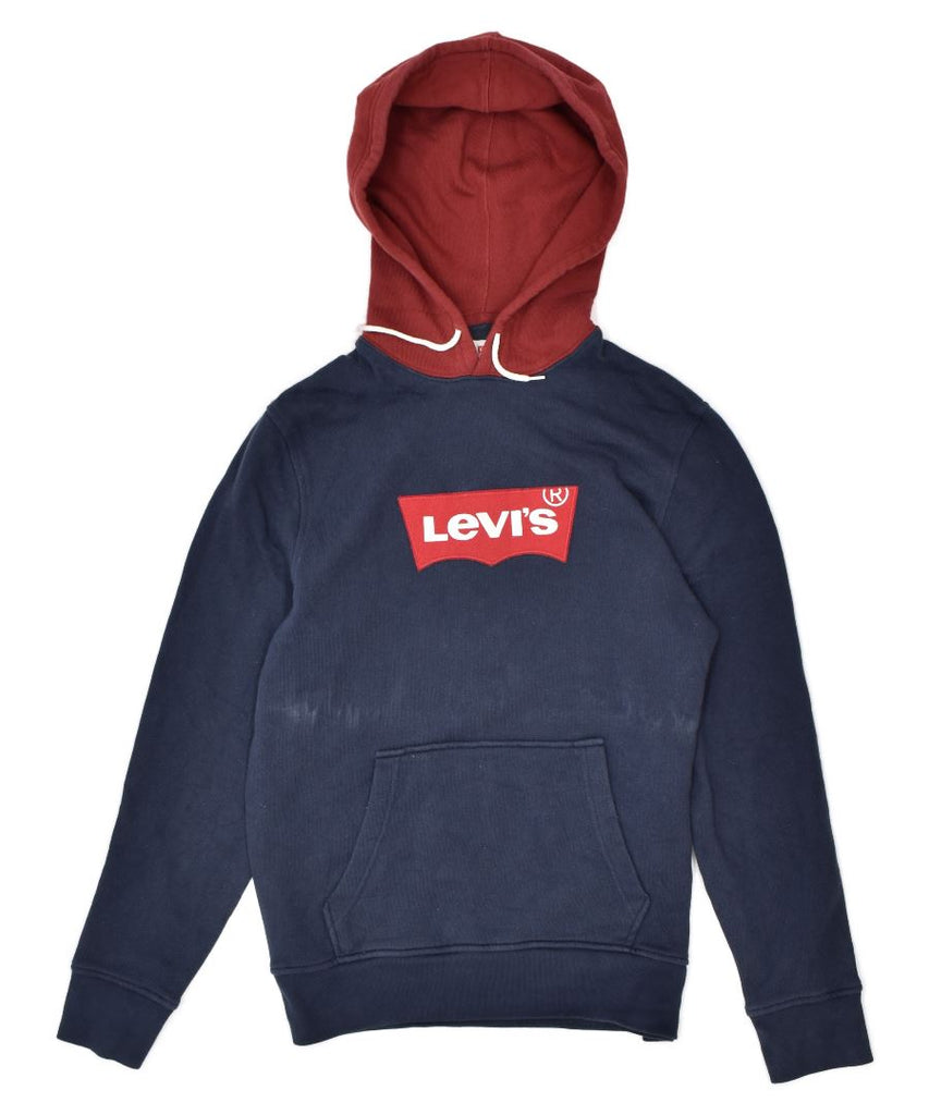 LEVI'S Mens Graphic Hoodie Jumper Small Navy Blue Cotton | Vintage | Thrift | Second-Hand | Used Clothing | Messina Hembry 