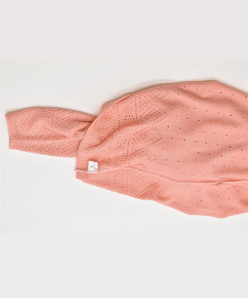 VINTAGE Womens Polo Neck Jumper Sweater UK 14 Medium Pink Cotton | Vintage | Thrift | Second-Hand | Used Clothing | Messina Hembry 