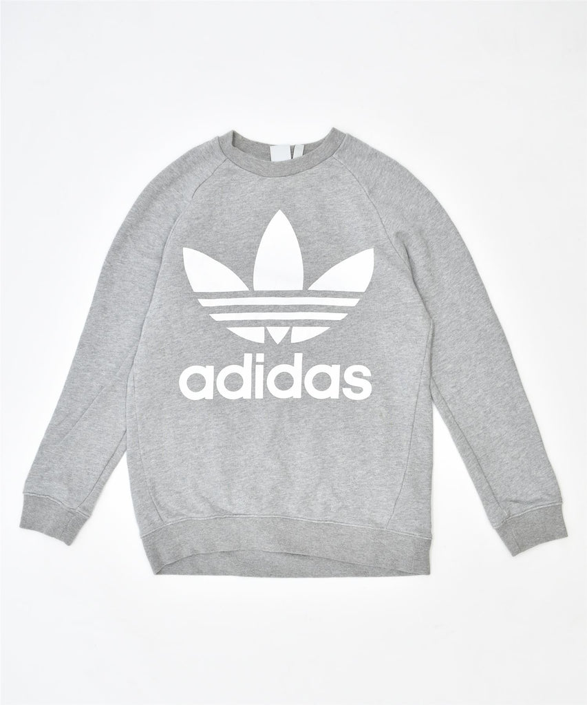 ADIDAS Womens Graphic Sweatshirt Jumper UK 6 XS Grey Cotton | Vintage | Thrift | Second-Hand | Used Clothing | Messina Hembry 