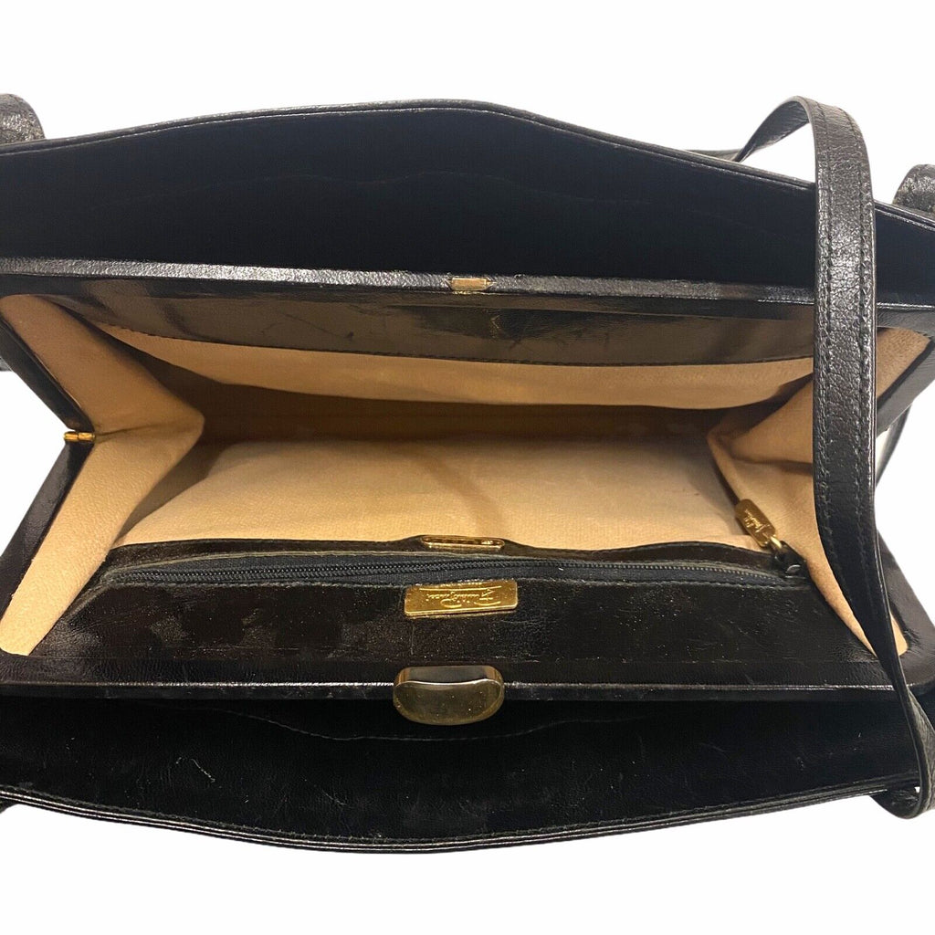 Emilio Pucci Leather Handbag | Vintage High End Designer Ladies Bag Black VTG | Vintage Messina Hembry | Thrift | Second-Hand Messina Hembry | Used Clothing | Messina Hembry 