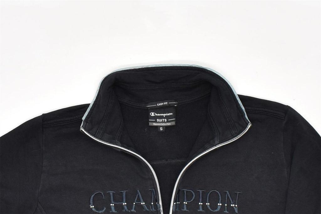 CHAMPION Womens Graphic Tracksuit Top Jacket UK 10 Small Black Cotton | Vintage | Thrift | Second-Hand | Used Clothing | Messina Hembry 