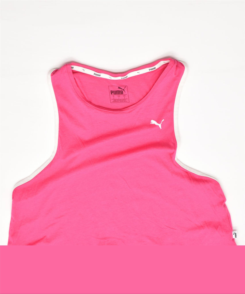 PUMA Womens Crop Graphic Vest Top UK 8 Small Pink Cotton | Vintage | Thrift | Second-Hand | Used Clothing | Messina Hembry 