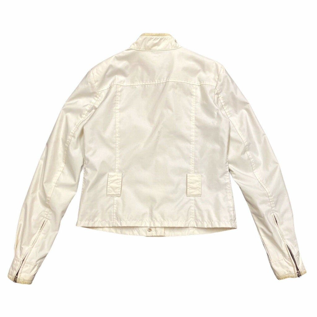 Belstaff Women's Short Nylon Biker Jacket | Vintage High End Designer White VTG | Vintage Messina Hembry | Thrift | Second-Hand Messina Hembry | Used Clothing | Messina Hembry 