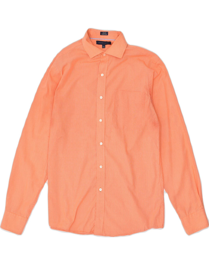 TOMMY HILFIGER Mens Slim Fit Shirt Size 15 1/2 Medium Orange Cotton | Vintage | Thrift | Second-Hand | Used Clothing | Messina Hembry 