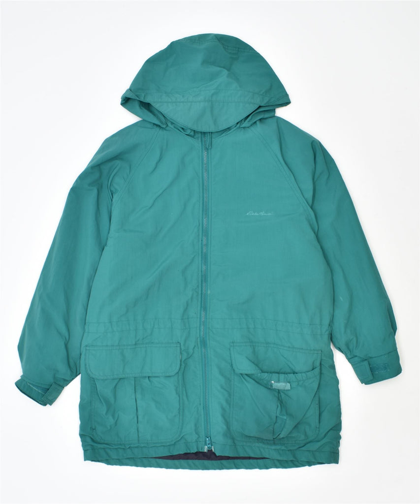 EDDIE BAUER Womens Hooded Windbreaker Jacket UK 12 Medium Turquoise Nylon | Vintage | Thrift | Second-Hand | Used Clothing | Messina Hembry 