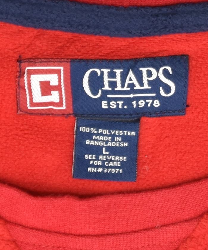 CHAPS Mens Fleece Jumper Large Red Polyester | Vintage | Thrift | Second-Hand | Used Clothing | Messina Hembry 