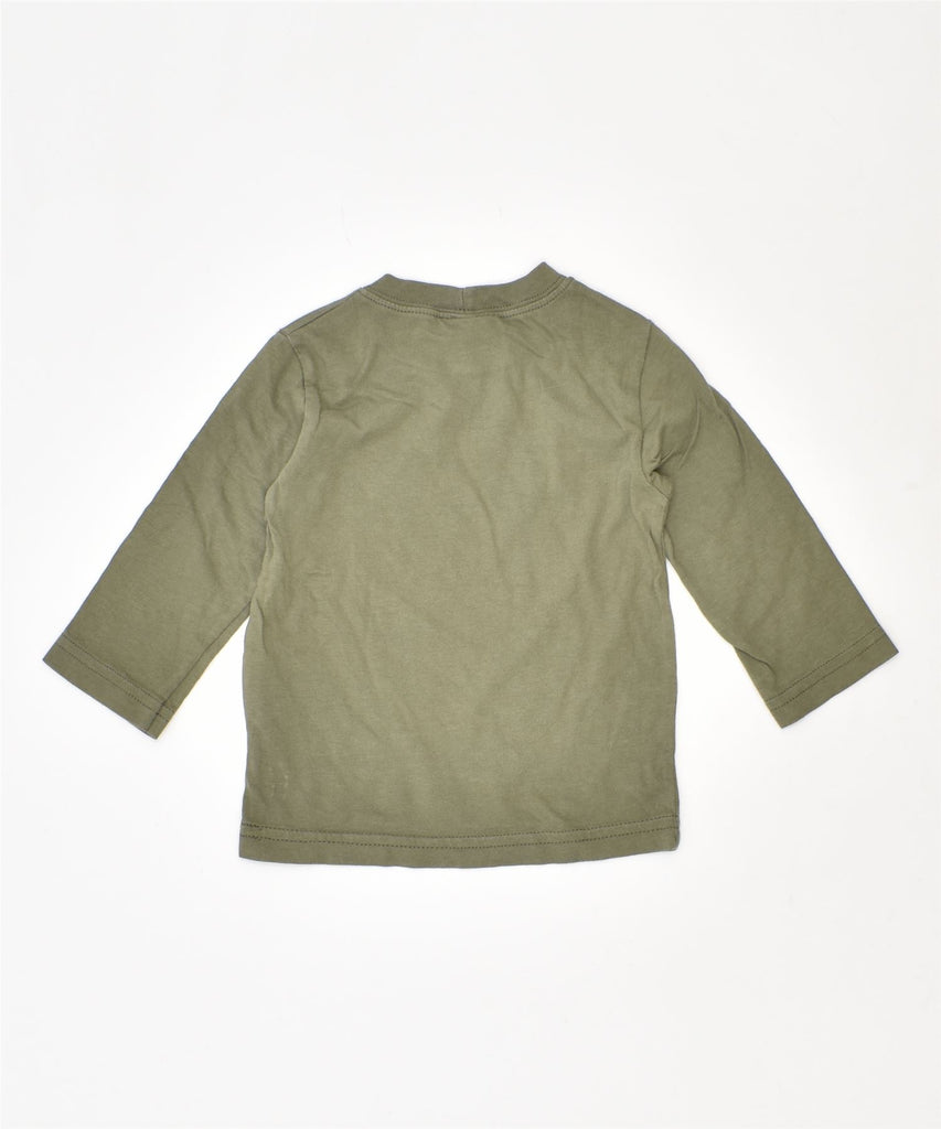 BENETTON Boys Graphic Top Long Sleeve 9-12 Months Khaki Cotton | Vintage | Thrift | Second-Hand | Used Clothing | Messina Hembry 